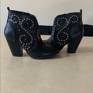 Black studded booties